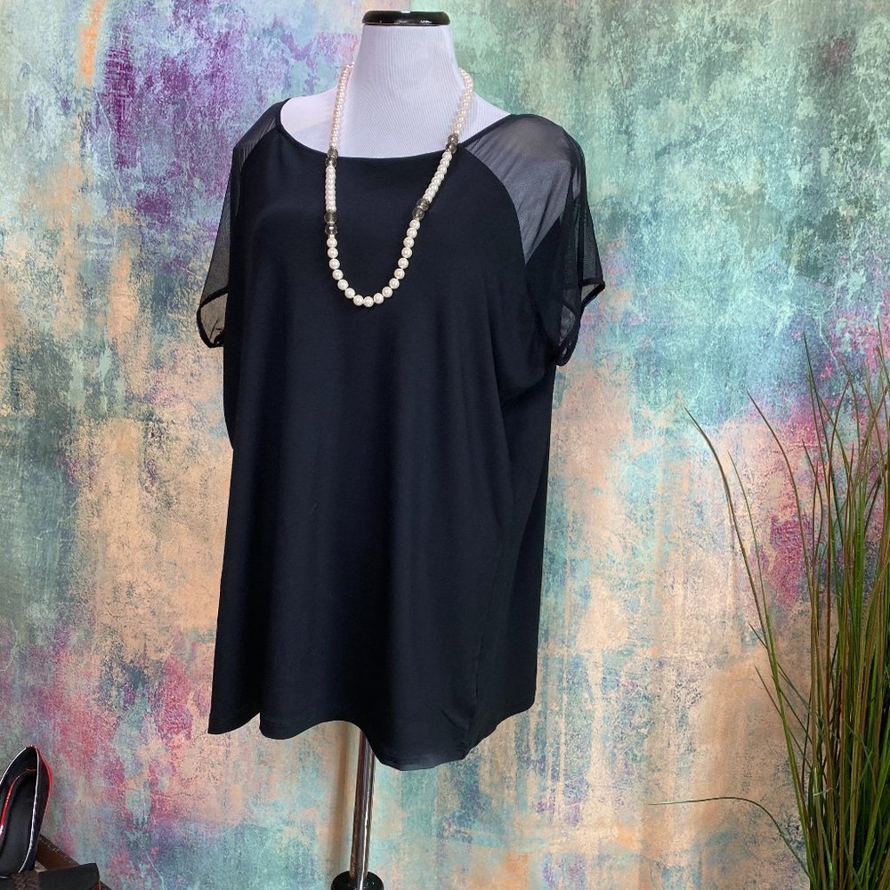 NWT 📌Lauren Ralph Lauren Timeless Top with Transparent Short Kimono Sleeves
